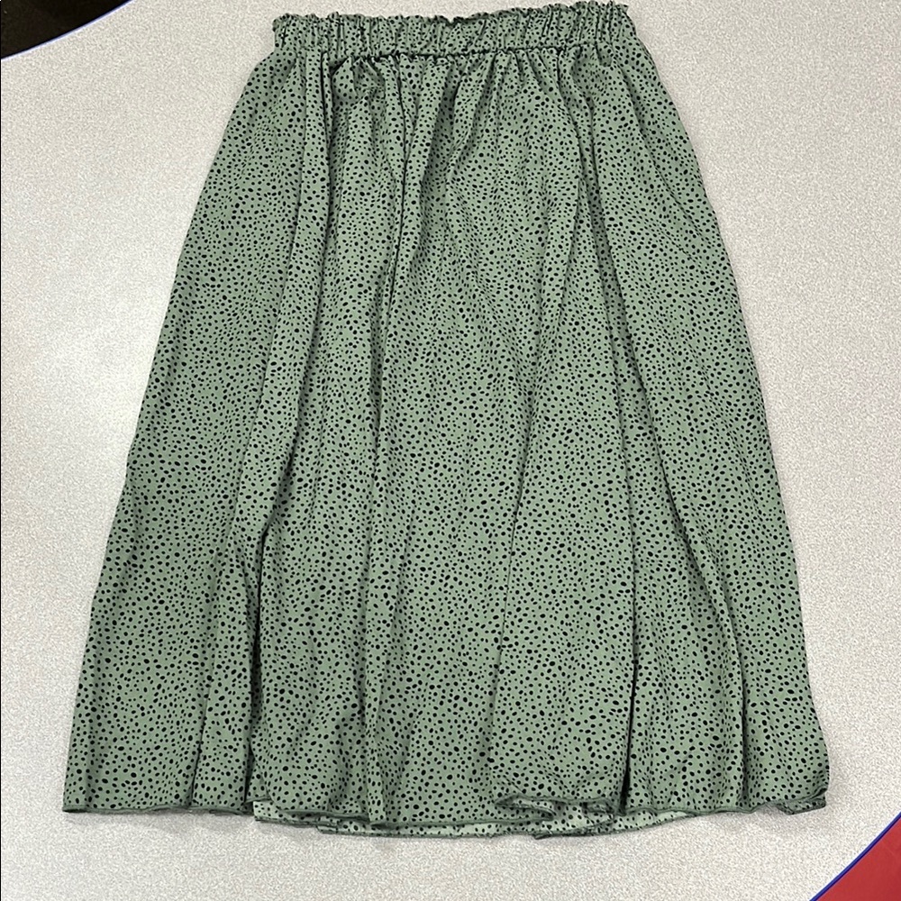 Green Smocked A-Line Midi Skirt